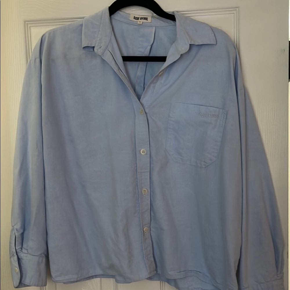 Djerf Avenue Breezy Light Blue Button-Up Shirt